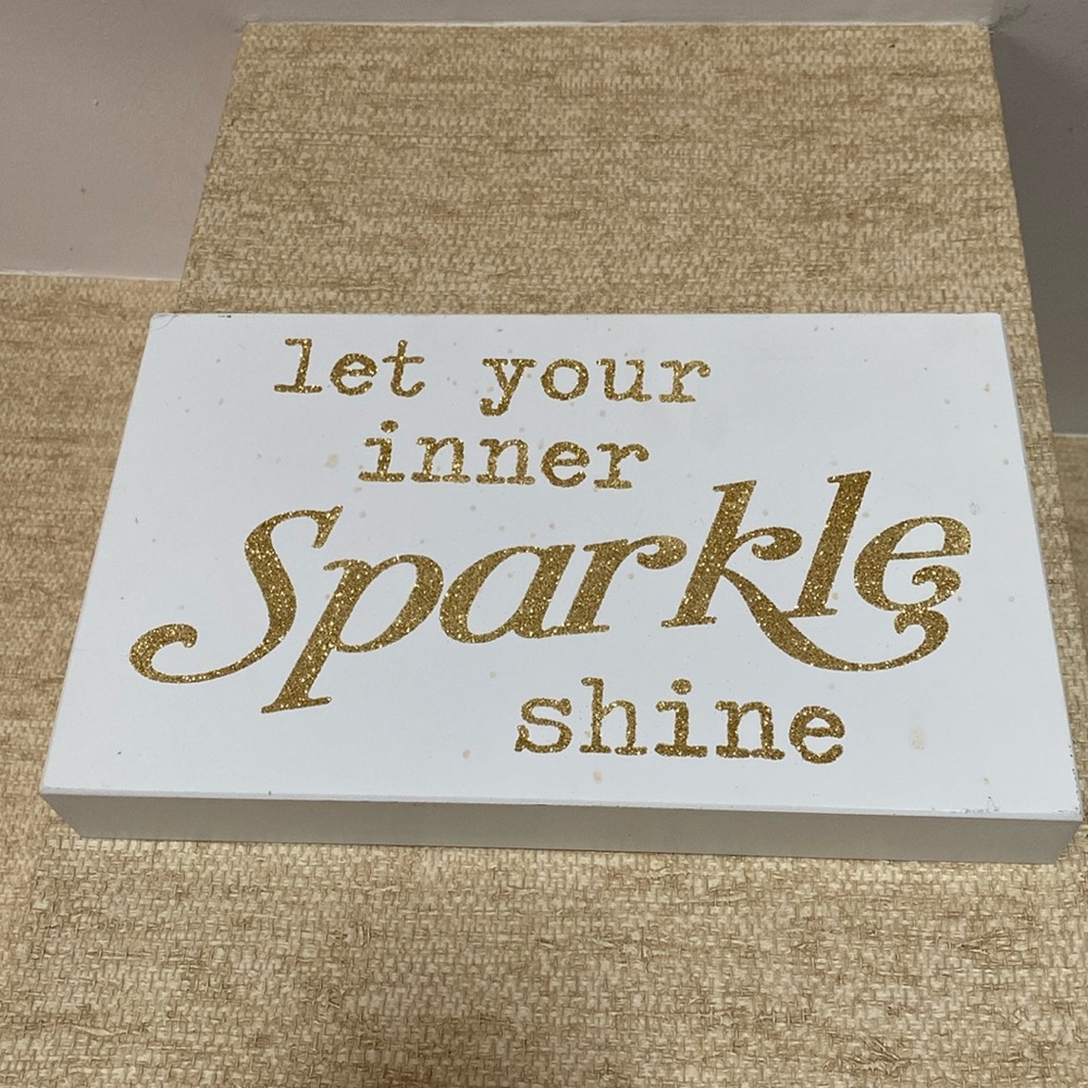 Wood White Gold Sparkling Writing Art Work